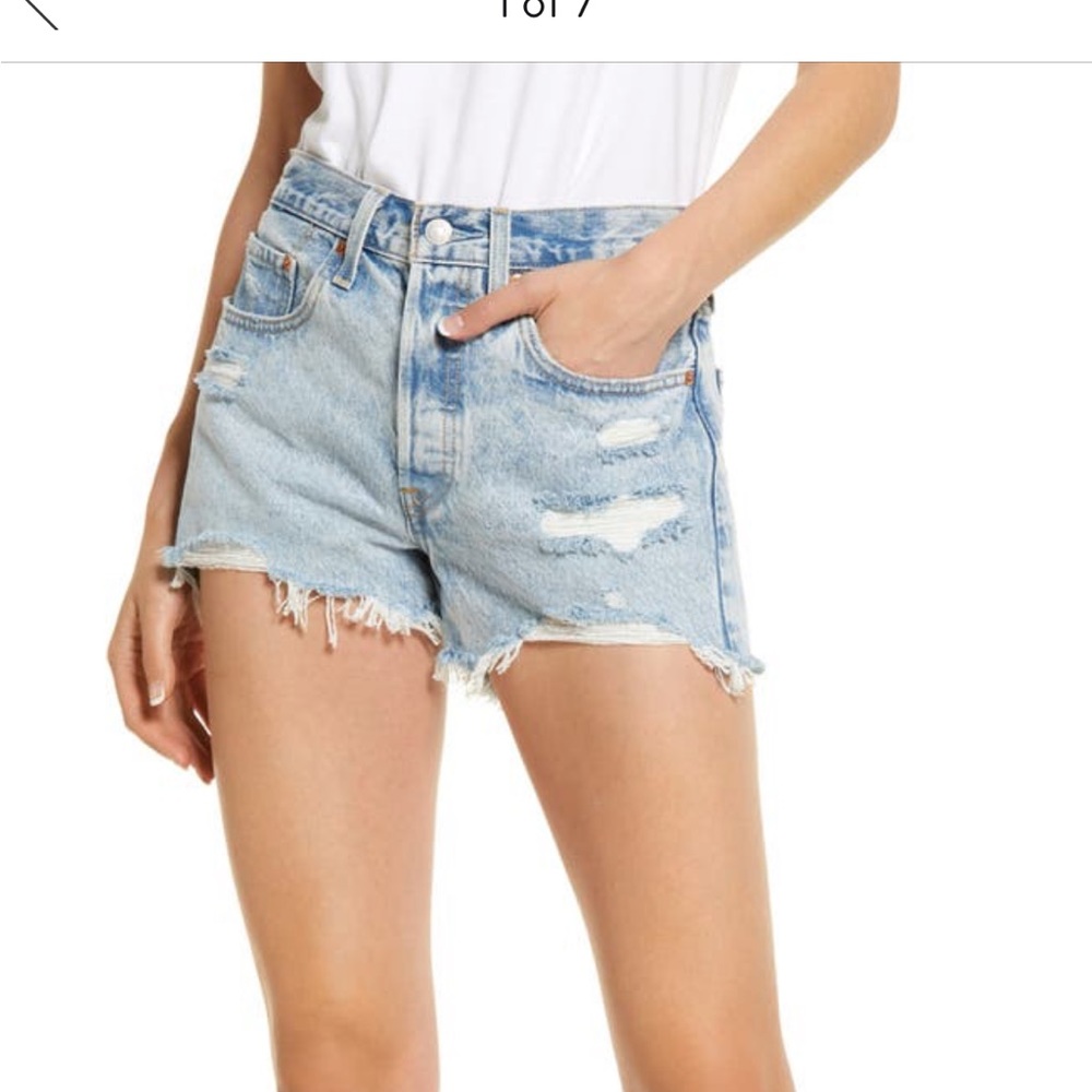 Levi’s 501 Ripped Cutoff Denim Shorts - 28